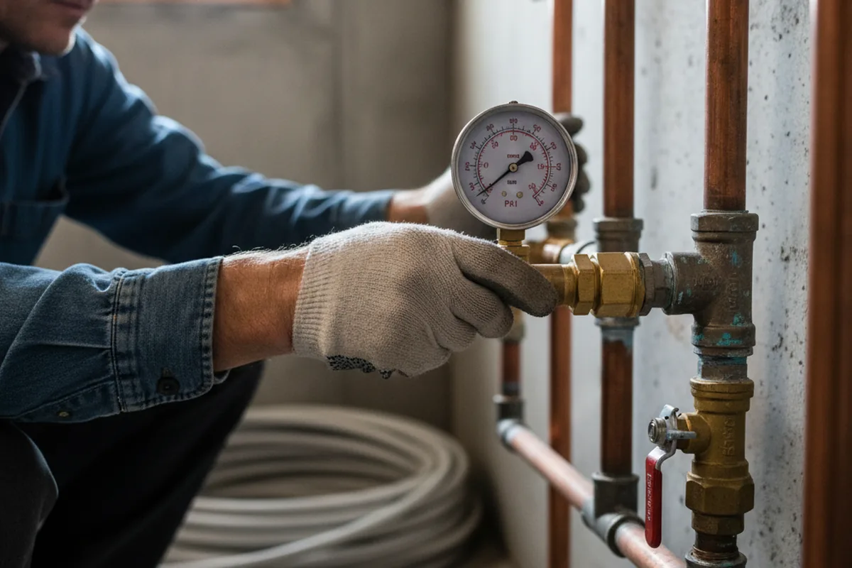Pressure testing a repaired line during Water Line Repair in Bendena